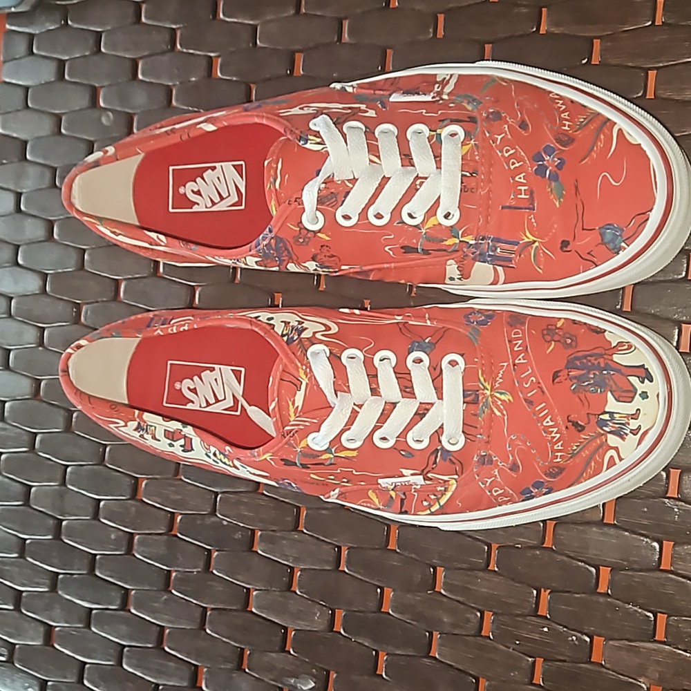 Vans Hoffman Happy Hawaii Aloha Skate Shoes Red Canvas Mens 11.5